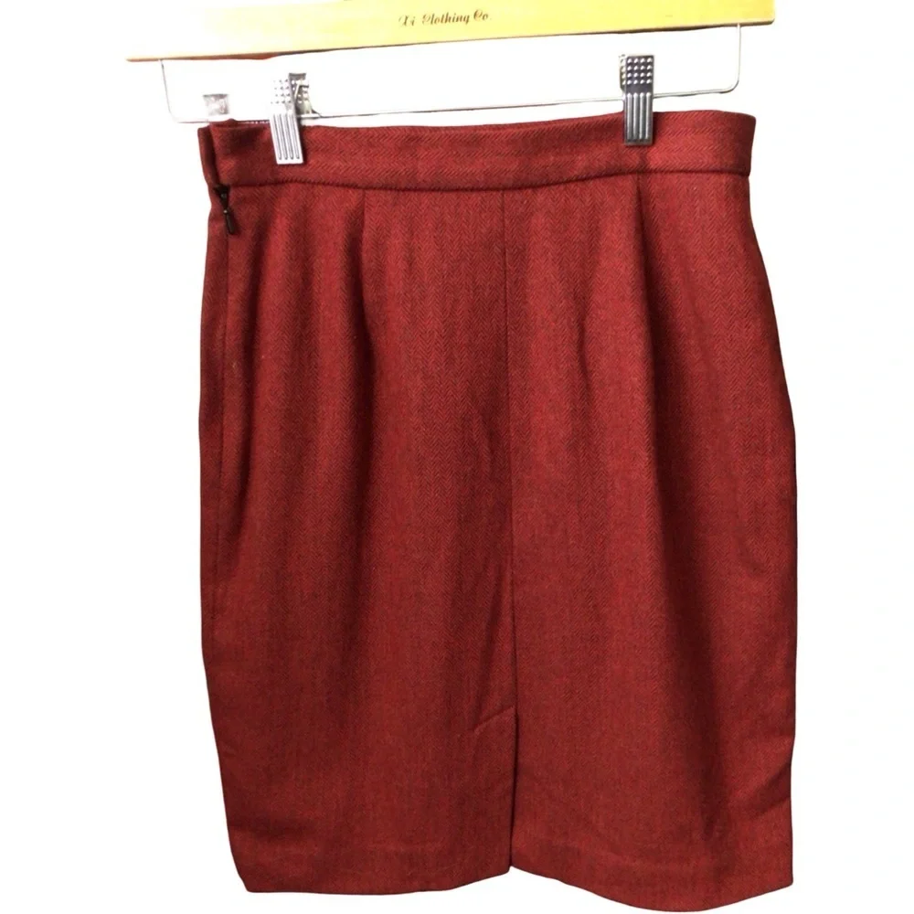 Banana Republic Red Wool Pencil Skirt